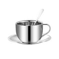 thumbnail image 1 of Btomtd 9oz 304 European Style Stainless Steel Coffee Mug with Plate and Spoon, Double Layer Insulated Water Cup and Coffee Cup for Office, Reception Business Gift Tea Cups, S, 1 of 6