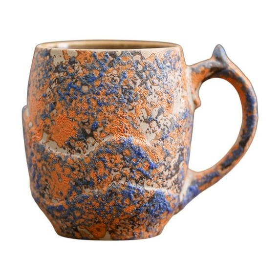 Btomtd 9oz Rough Textured Ceramic Coffee Mug, Heavy Duty Morning Coffee Cup for Latte and Milk, Everyday Use Breakfast Mug and Cups with Comfortable Handle, Blue