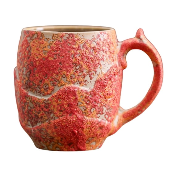Btomtd 9oz Rough Textured Ceramic Coffee Mug, Heavy Duty Morning Coffee Cup for Latte and Milk, Everyday Use Breakfast Mug and Cups with Comfortable Handle, Red