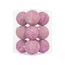 Btomtd 9pcs 3.15"/8cm Plastic Foam Christmas Ball Ornaments for Hanging Scene Props, Lightweight Color Balls for Wedding and Xmas Tree Decor, Pink