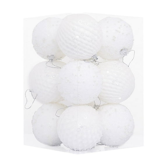 Btomtd 9pcs 3.15"/8cm Plastic Foam Christmas Ball Ornaments for Hanging Scene Props, Lightweight Color Balls for Wedding and Xmas Tree Decor, White