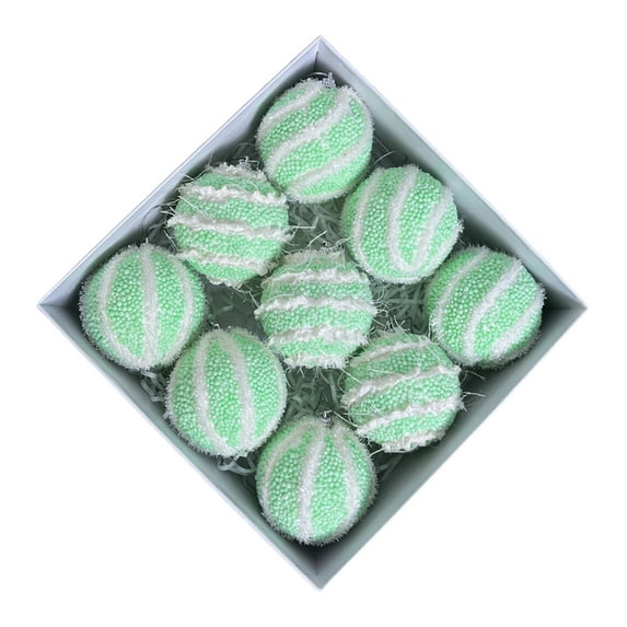 Btomtd 9pcs 8cm/3.15" Gift Boxed Soft Macaron Christmas Balls Set, Decorative Hanging Ornaments for Christmas Tree, Christmas Decorations for Holiday Displays, Green