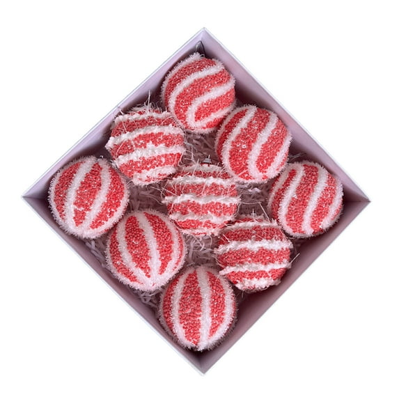 Btomtd 9pcs 8cm/3.15" Gift Boxed Soft Macaron Christmas Balls Set, Decorative Hanging Ornaments for Christmas Tree, Christmas Decorations for Holiday Displays, Red