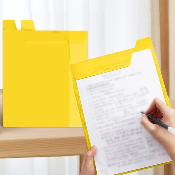 Btomtd A4 Portable File Folders, Lightweight Plastic Document Organizer Pouch for Students and Office, Yellow