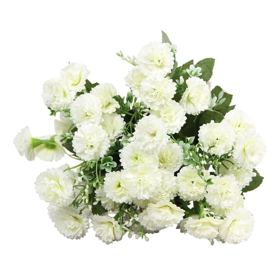 Btomtd Artificial Flowers for Wedding, 12.6 Inch, Small Hydrangea with Carnation and Lilac, Faux Floral Home Display Decor Arrangement (White)