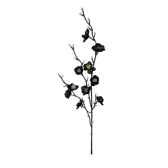 Btomtd Artificial Plum Blossom Flowers Branches, 21 Inch Mini Floral Stems for Home Decor, Faux Flower Arrangement Supplies (Black)