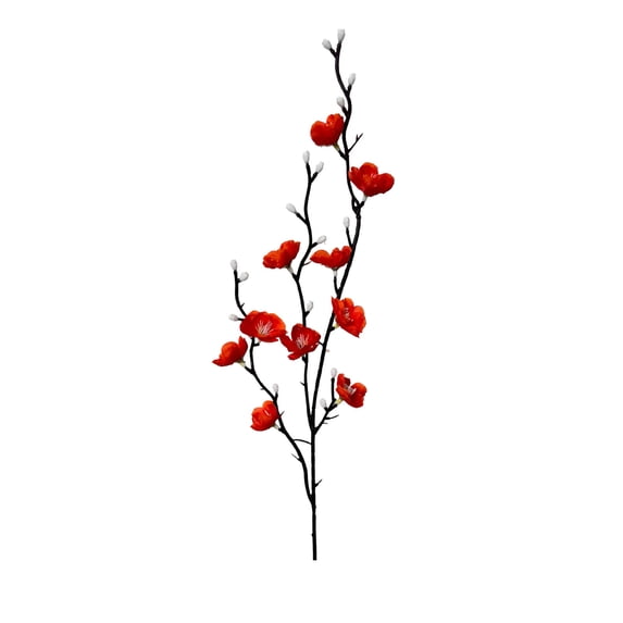 Btomtd Artificial Plum Blossom Flowers Branches, 21 Inch Mini Floral Stems for Home Decor, Faux Flower Arrangement Supplies (Watermelon Red)