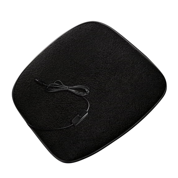 Btomtd Automobile Heating Cushion with Down Pad, Small Heating Pad for 12V and USB, Car Seat Cushion with Warmth, Heating Pad for Travel, Portable Seat Cushion, Size 18"x18", Black