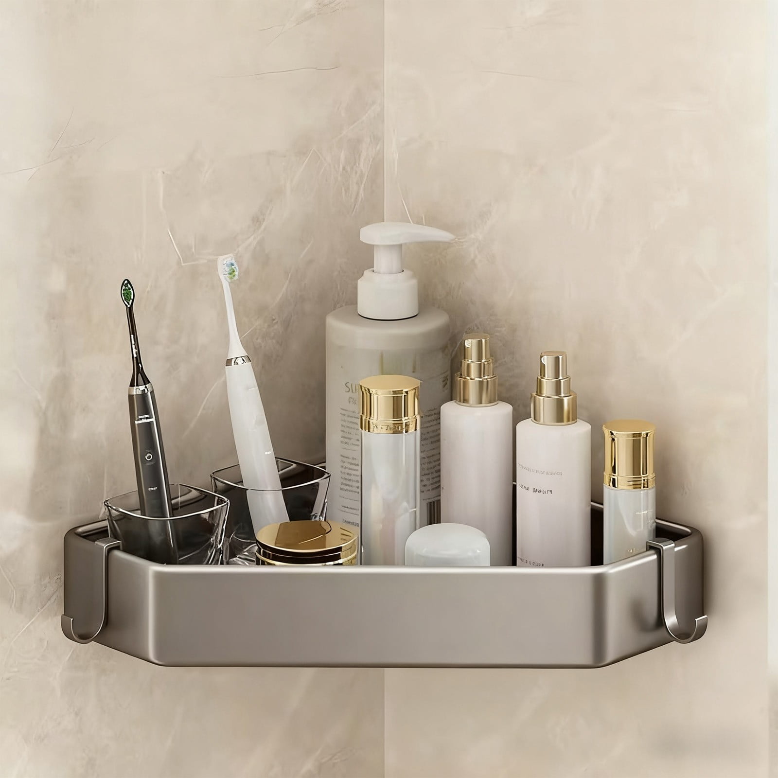 Toiletry Rack Btomtd Bathroom Corner Storage Racks and Organizer Shelves, Punch-Free ...