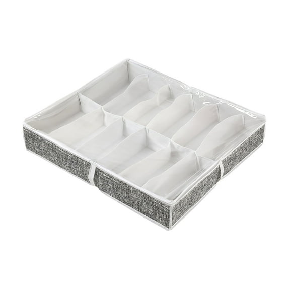 Btomtd Under Bed Shoe Storage Box with Clear Lid, Large Capacity Low Profile Fabric Organizer Storage Bags, Foldable Storage Containers for 12 Shoes, Size 50L, C