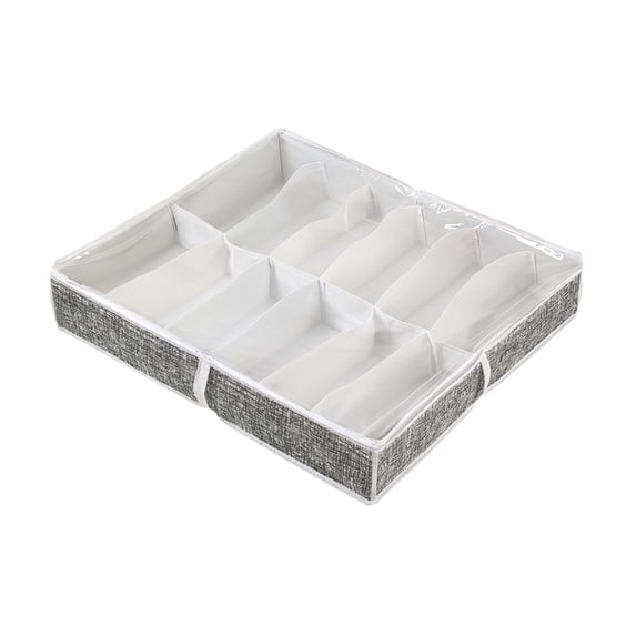 Btomtd Under Bed Shoe Storage Box with Clear Lid, Large Capacity Low Profile Fabric Organizer Storage Bags, Foldable Storage Containers for 12 Shoes, Size 50L, C