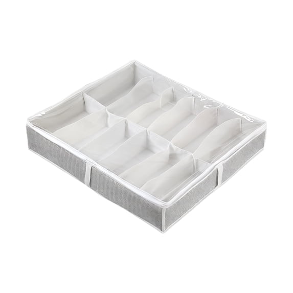 Btomtd Under Bed Shoe Storage Box with Clear Lid, Large Capacity Low Profile Fabric Organizer Storage Bags, Foldable Storage Containers for 12 Shoes, Size 50L, D