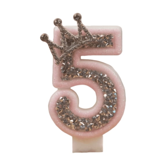 Btomtd Birthday Crown Number Candle 3 Inch Cake Topper Candles for Milestone Party Supplies Celebration Table Decor, 5