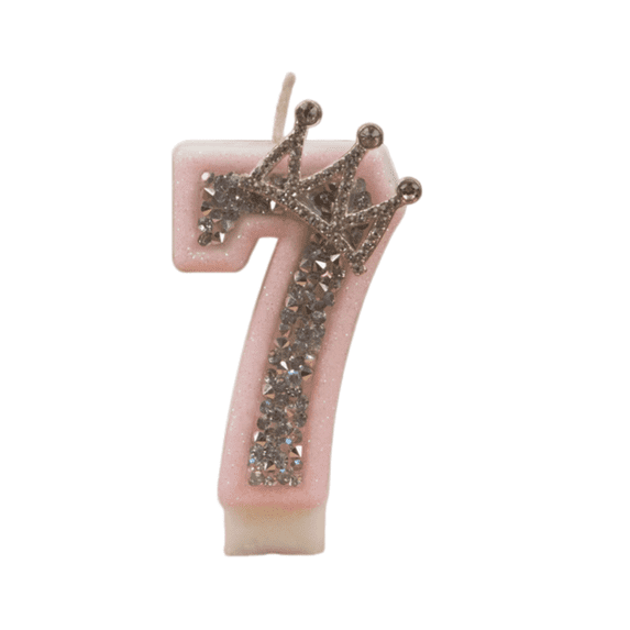 Btomtd Birthday Crown Number Candle 3 Inch Cake Topper Candles for Milestone Party Supplies Celebration Table Decor, 7