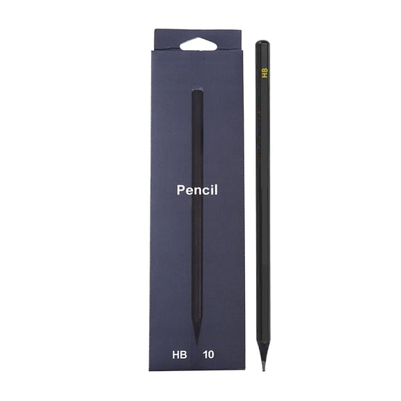 Btomtd Black Wood Pencils Set 10 Count, HB Pencils for Students Correct Posture, Calligraphy and Drawing Pencils for Eye Protection, Black