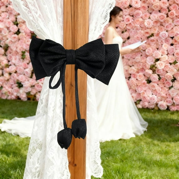 Btomtd Bowknot Curtain Tiebacks, Curtain Holdbacks and Straps for Valentine‘s Day and Daily Use, Holiday Decor for Party and Wedding, 1 Pack, Black