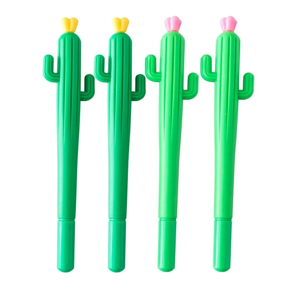 Btomtd Cactus Shape Gel Pens 4 Count 12ml 0.5mm Tip Neutrals Pens with Smooths Ink for Writing Use, Multicolor