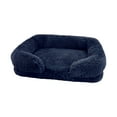 thumbnail image 1 of Btomtd Calming Dog Bed and Cat Bed, Warming Soft Pet Beds with Fluffy Faux Fur, Cozy Cushion for Small Medium Pets, Comfortable Pet Mat for Rest, Navy, 1 of 6