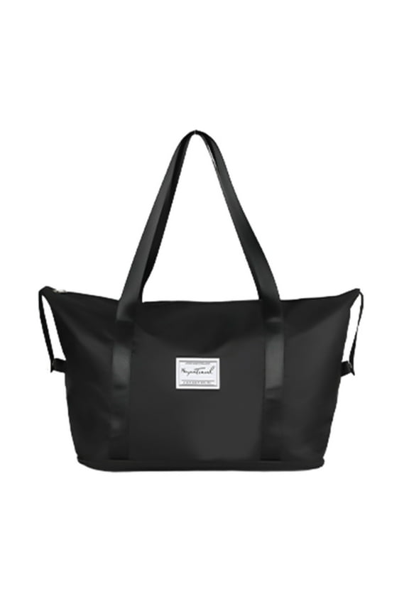 Casual Expandable Travel Tote Bag, Large Gym Duffel Handbag with Trolley Sleeve and Wet Pocket, Carry On Shoulder Bag for Women and Weekend Trips, Black