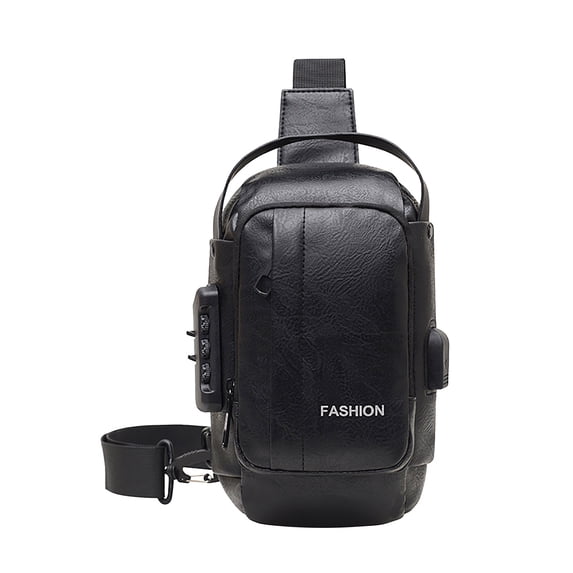 Btomtd Casual Men's Motorcycle Chest Bag, Shoulder Backpack with USB Port and Password Lock, Lightweight Anti-Theft Crossbody Bag for Riding and Travel, Black