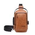 thumbnail image 1 of Btomtd Casual Men's Motorcycle Chest Bag, Shoulder Backpack with USB Port and Password Lock, Lightweight Anti-Theft Crossbody Bag for Riding and Travel, Coffee, 1 of 8