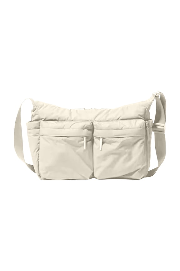 Casual Messenger Bag and Shoulder Bag, Large Capacity Multi-Pocket Computer Crossbody Bag, Functional Sports Handbag, White