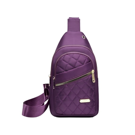 Btomtd Casual Shoulder Bag and Crossbody Bag with Fashionable Embroidery, Large Capacity Watertight Backpack Purse with Data Cable Hole, Solid Color Handbag and Chest Bag, Purple