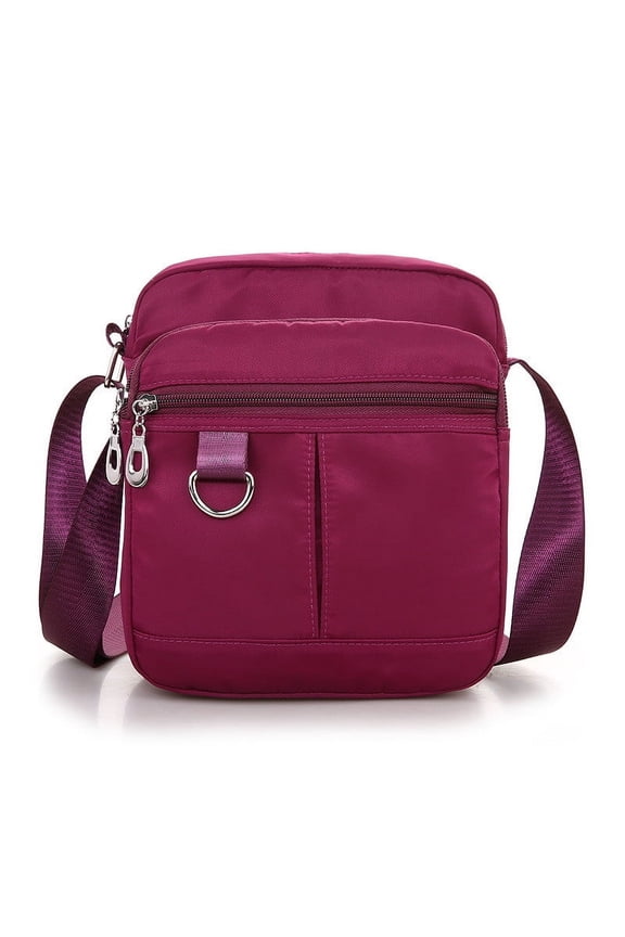 Casual Shoulder Bag Made of Nylon Cloth, Crossbody Bag and Purse with Multi-Compartment Organization, Medium Size Handbag for Everyday Use, Purple