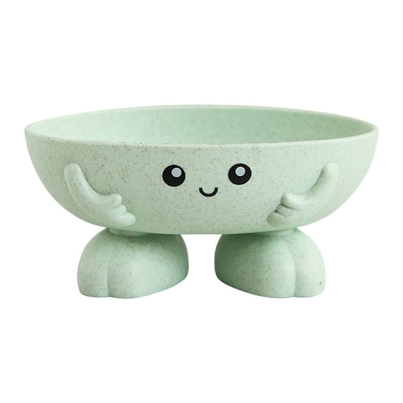 Btomtd Ceramic Soap Dish in Cute Shape, Self Draining Soap Holder for Bathroom, Soap Case and Tray To Keep Bar Soap Dry and Clean, Green