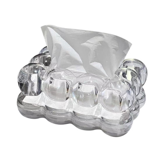 Btomtd Ceramic Tissue Box for Home Decoration and Vanity, Abstract Vase and Organizer for Bathroom, Living Room Centerpiece Storage Containers, Clear