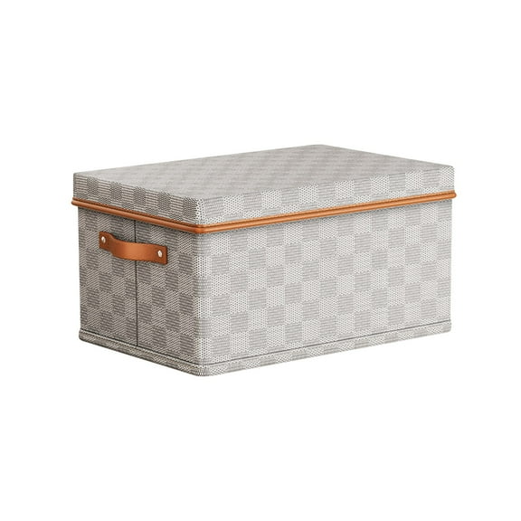 Btomtd Checkerboard Pattern Storage Chests with Cover Non Woven Fabric Storage Boxes Home Organization Solution Toy Storage Box, 38L, L