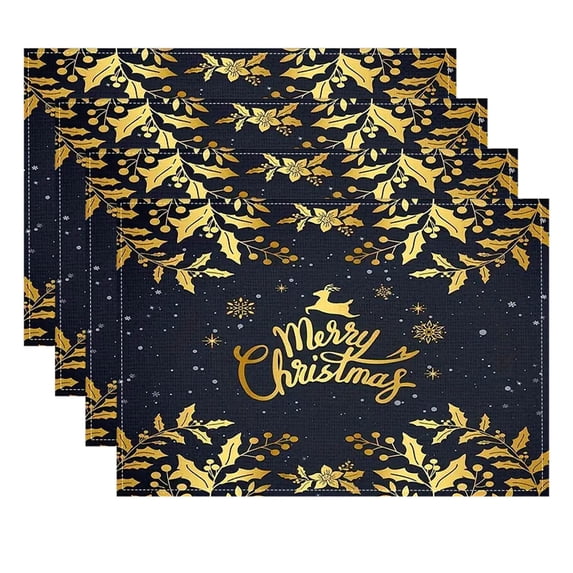 Btomtd Christmas Table Place Mats Set of 4 for Home and Living Room, Holiday Placemats for Dining and Decor, Festive Table Mat Set for Kitchen, 18"x12", C
