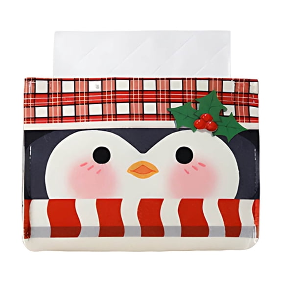 Btomtd Christmas Tissue Box Decoration, Non Woven Fabric Boxes with Print, Table Tissue Box for Holiday, Storage Containers and Organizer for Home Decor, D