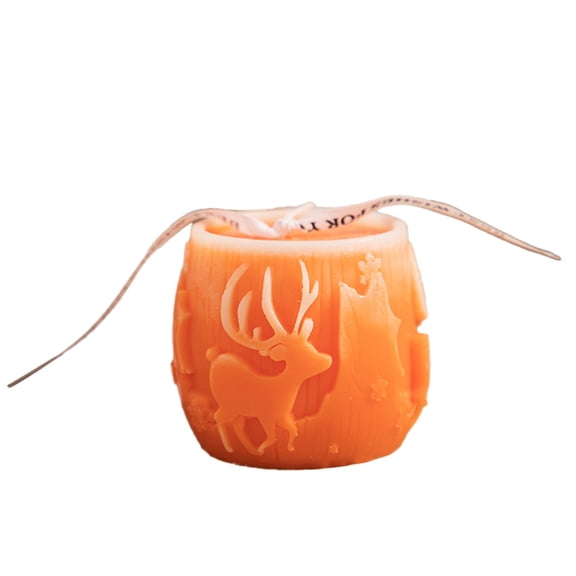 Btomtd Christmas Tree Pillar Wax Candles, Gentle Aromatherapy Candles for Home Decoration, Non Pungent Scented Candle Handheld Gift, 6.5 oz, Orange
