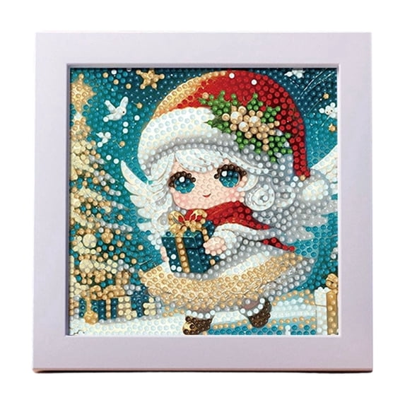 Btomtd Christmas Wall Art Decor, 7" x 7", Diamond Art Kits for Adults with Frame, 5D Round Full Drill, Handmade Gift for Beginners, B