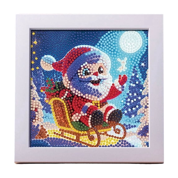 Btomtd Christmas Wall Art Decor, 7" x 7", Diamond Art Kits for Adults with Frame, 5D Round Full Drill, Handmade Gift for Beginners, C