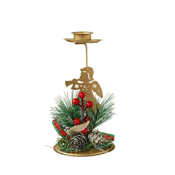 Btomtd Christmas Window Candlestick Holders in Gold Wrought Iron, Decorative Candle Holder for Holiday Display, Indoor Home Decor Candle Tray, 3.3"x3.3"x5.9", A