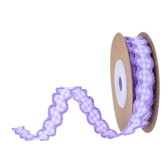 Btomtd Classic Plaid Wavy Edge Ribbon 0.5 Inch x 15 FT, Ribbons or Hair Clip Headband with Bow, Curtain Edging and Crafts, Home Decor (Purple)