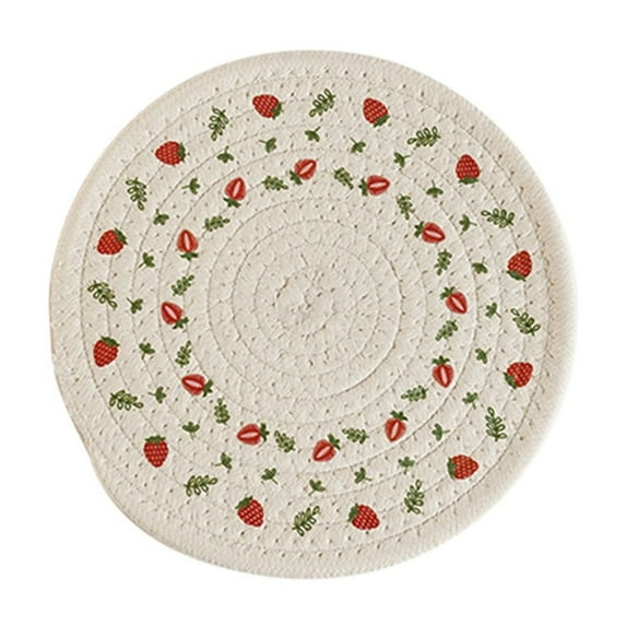 Btomtd Placemats,Heat Resistant Mat,Woven Insulated Placemats Table Mats Printed Placemats Round Pot Mats Bowl Mats