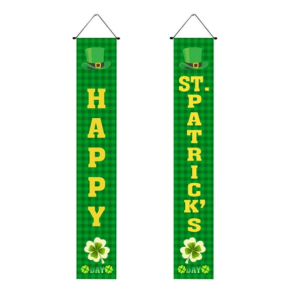 Btomtd St Patricks Day Decorations,St. Patrick's Day Irish Holiday Porch Sign Welcome Home Door Curtain Banner Decoration Door Hanging Painting Hanging Flag Decoration