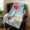 thumbnail image 1 of Btomtd Colorful Easter Eggs and Bunny Flannel Blanket for Napping on Sofa or in Car, Cozy Throw Blanket and Bed Cover, 30" x 47" (Blue), 1 of 6