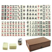 Btomtd Compact Chinese Mahjong Set, 144 0.8" Tiles & 2 Dices, Portable Case, for Gatherings, Travel Mini Mahjong Tile Set Beige