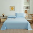 thumbnail image 1 of Btomtd Complete Washable 3Piece Sheet Set in Solid Color Includes Flat Sheet and 2 Pillowcases Easy Care Bedding Set Queen Comforter Set, 59.05'x90.55', Sky Blue, 1 of 6