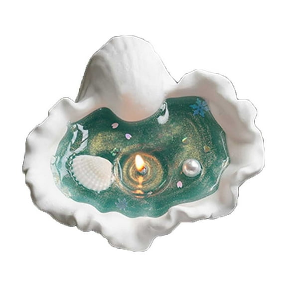 Btomtd Conch Shell Soy Wax Gel Candles with Essential Oil, Ocean Theme Natural Scented Candle for Desktop Decoration, Shore Inspired Gift, 6.7 oz, Green