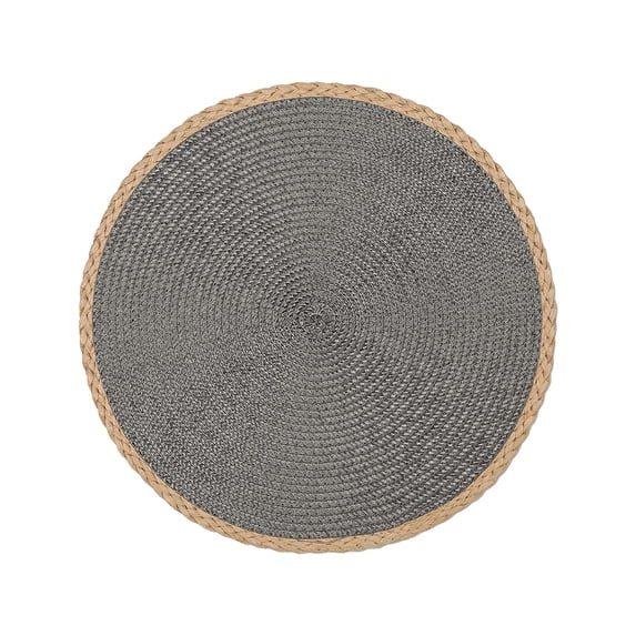 Btomtd Concise Style Woven Placemats Round for Dining and Restaurant, Decorative Bowl Place Mats with Non Slip Base, Heat Resistance Table Mat for Kitchen, 15", Gray