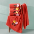 thumbnail image 1 of Btomtd Corals Fleece Towesl with Flower Embroidery, Soft Absorbent Bath Towels and Household Face Towels, Shower Towel and Hair Drying Washcloth, 1-Pack, Size 55" x 28", Red, 1 of 6