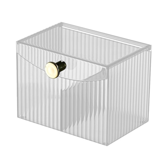 Btomtd Cosmetic Storage Box with Compartments for Organization, Plastic Desktop Storage Containers for Jewelry and Masks, Large Capacity Miscellaneous Organizer Bins, Size 1.2L, Clear