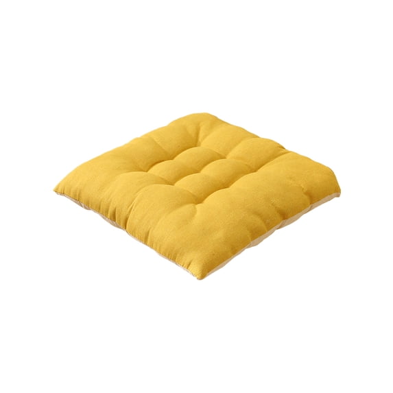 Btomtd Cotton Solid Color Chair Pad, Super Soft Plush Washable Square Seat Cushion for Kitchen Dining Room, 18" x 18" Chair Cushions (Yellow)