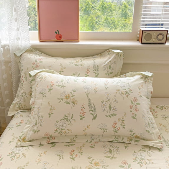 Btomtd Cotton Spring Floral Print Pillow Cases Standard Size, Soft Pillow Covers for Bedroom, Breathable Bedding Pillowcases with Multiple Pattern Options, Size 29" x 19", D