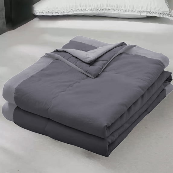 Btomtd Cotton Summer Cooling Blanket, Breathable Lightweight Comforter, Machine Washable AC Quilt for Hot Sleepers, Soft & Skin-Friendly, 55" x 79" (Dark Gray)